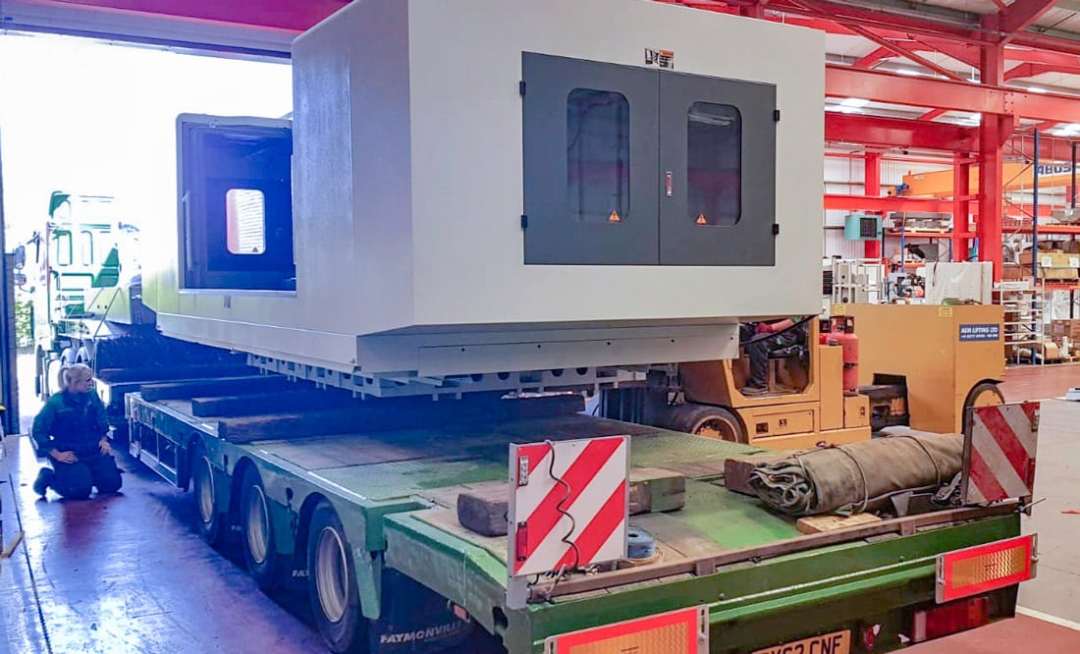 The heavy-duty, 25 tonne, XYZ 3010 vertical machining centre being loaded ready for delivery to Pendle Engineering