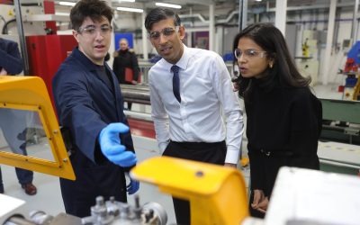 Rishi Sunak operates an XYZ lathe as part of National Apprenticeship Week